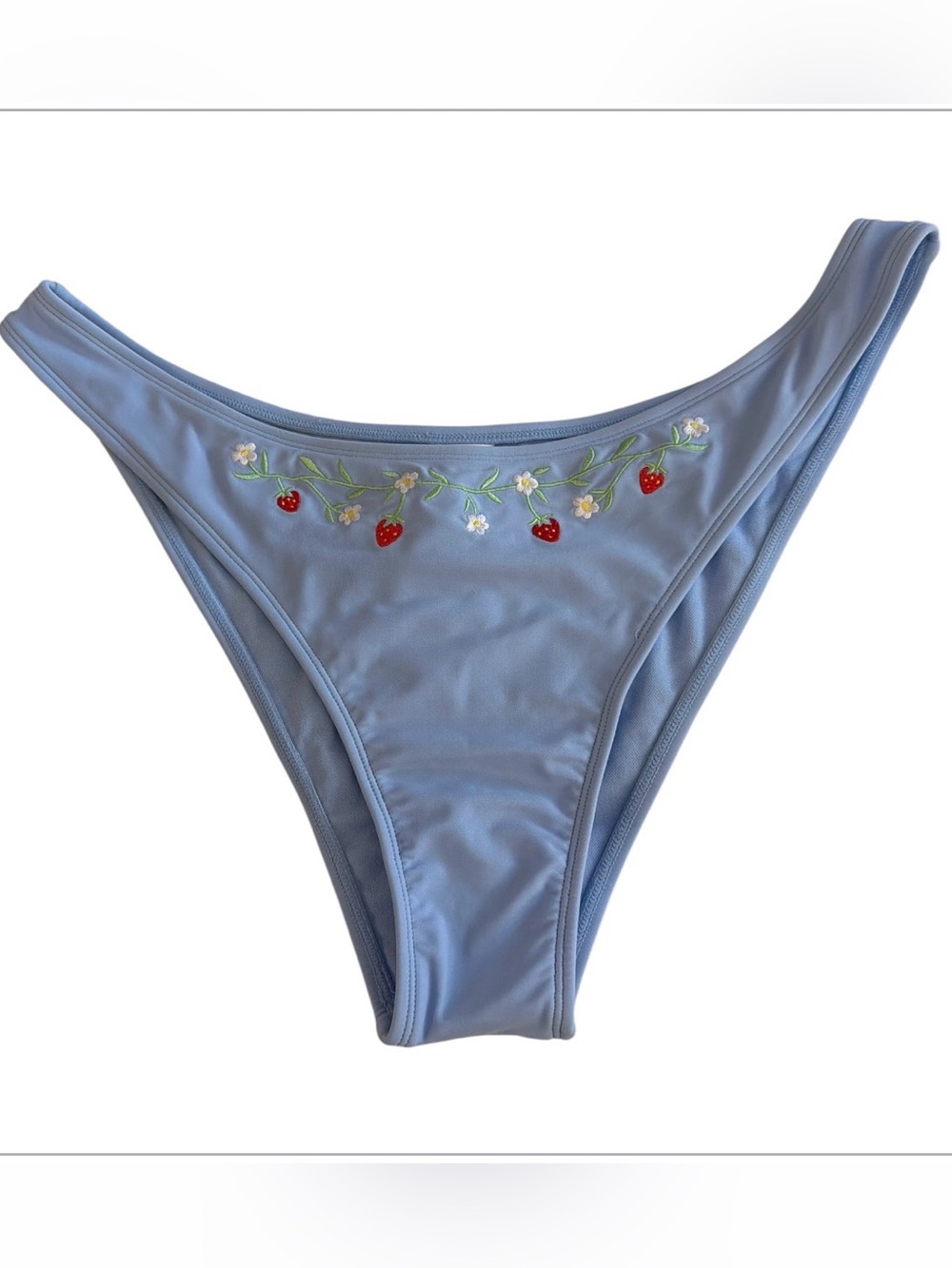 wild fable NWT Women’s Light Blue Bikini Bottom with Strawberry Embroidery Sz 16